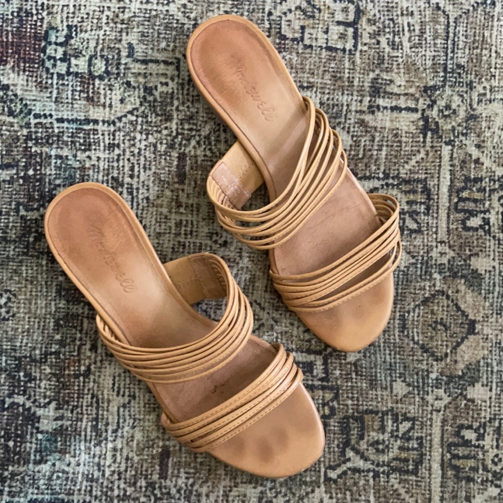 Madewell The Meg slide leather tan sandal size 7